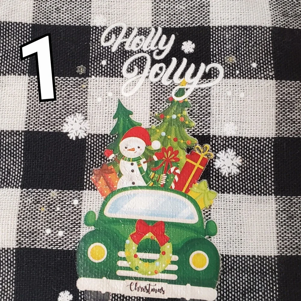 Set of 9 Checked Fabric Christmas Gift Loot Candy Bags Pouch Reusable Unbranded